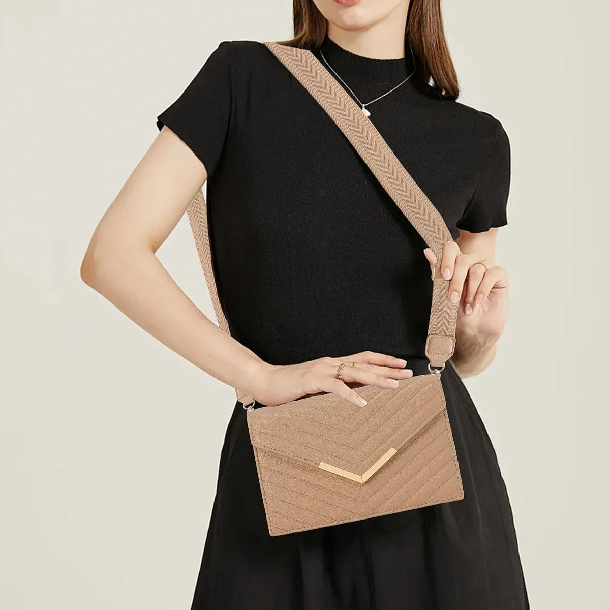 Cash Rules Quilted Vegan Leather Crossbody — Adjustable