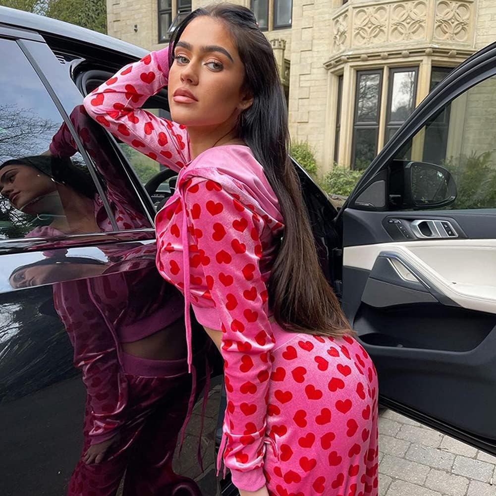 Big Starz Velour Tracksuit Women's Heart Print