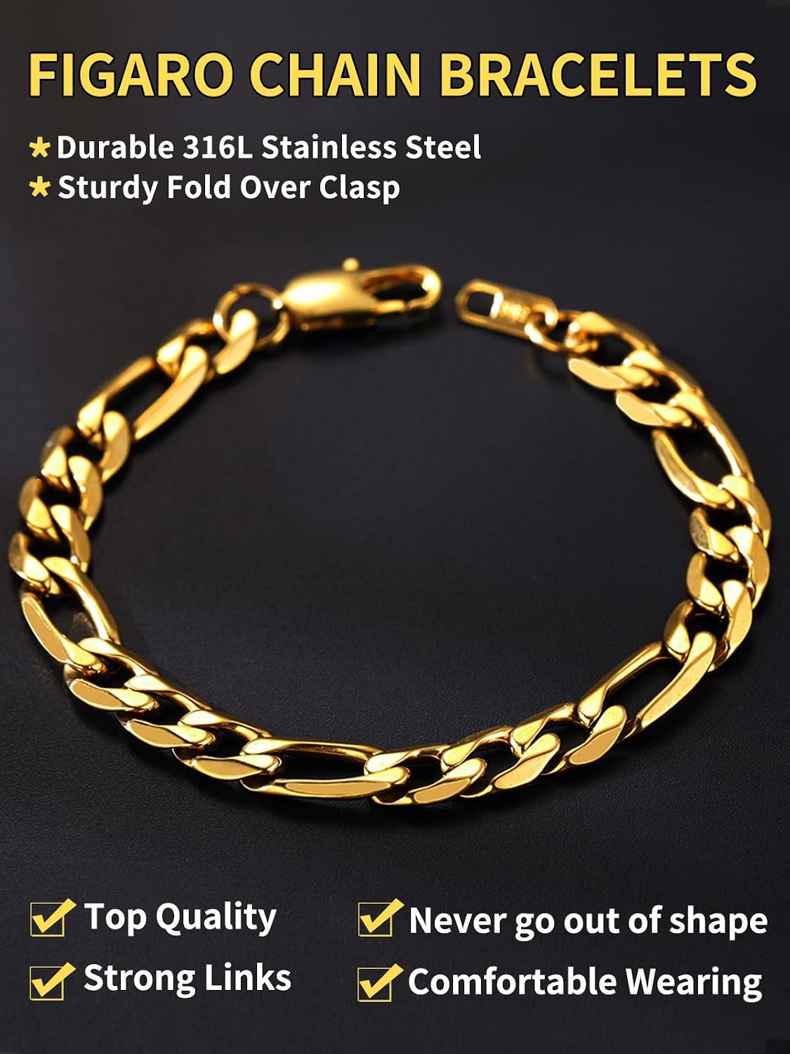 Big Starz Figaro Chain Bracelet — Men's Stainless Steel