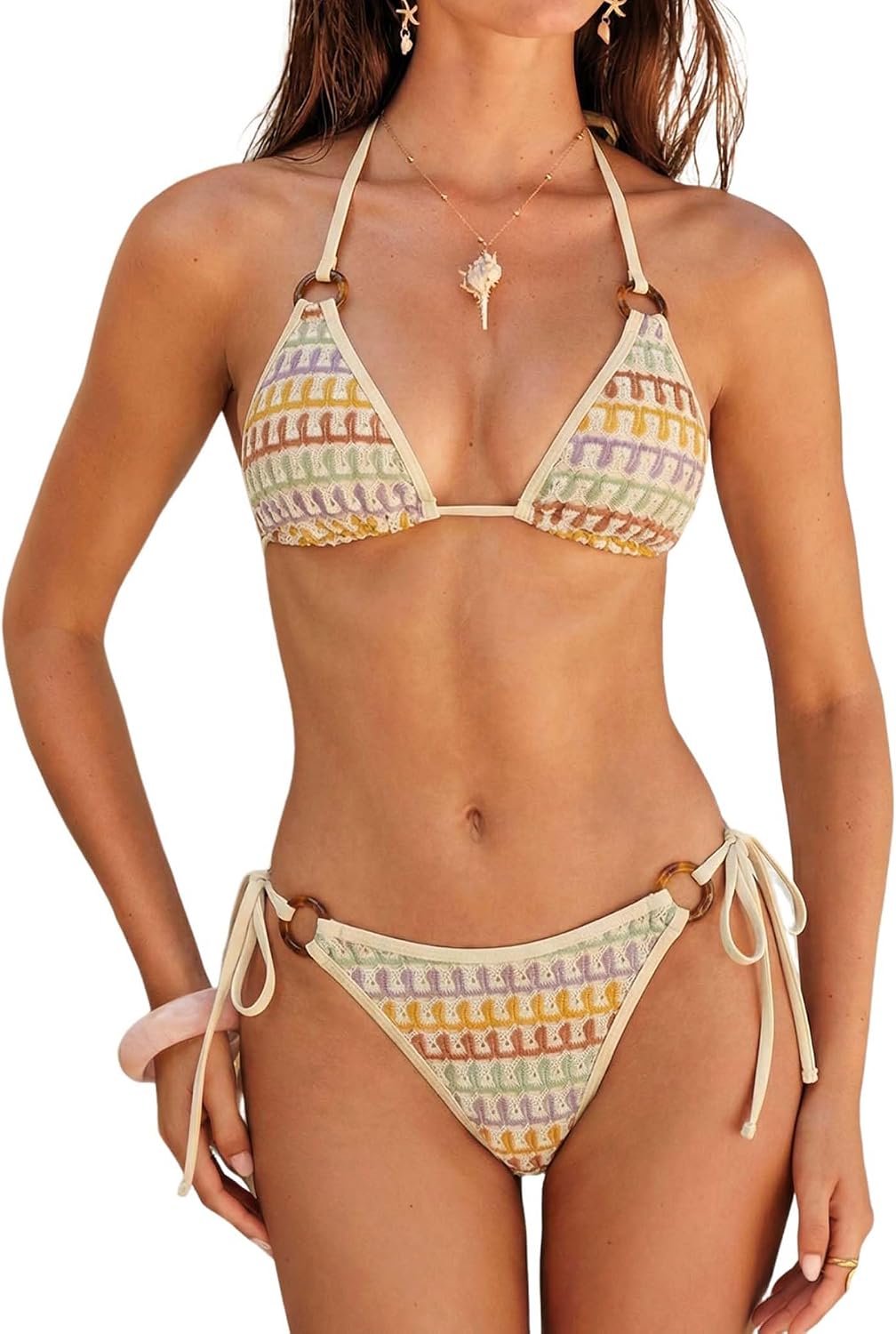 Sun Drip Triangle Bikini Sets Tie Side Halter — Women's