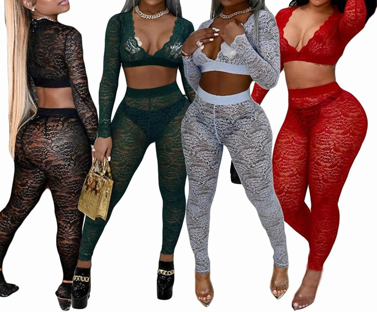 Birthday Fit Lace Two Piece Long Sleeve V — Women's