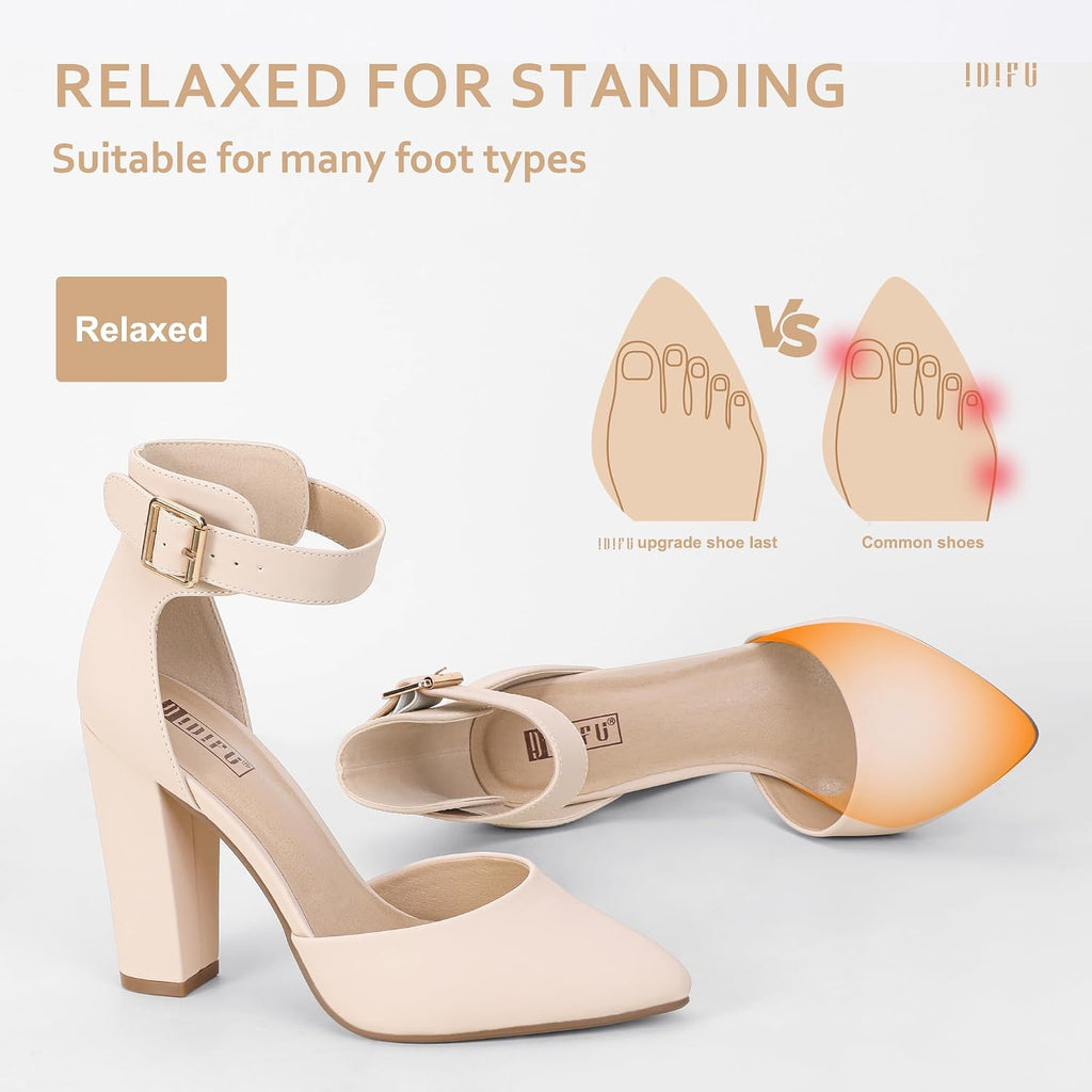 Step Out High Block Heels Pumps Pointed Closed — Women's