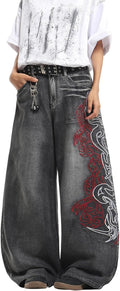 Big Fit Hip Hop Baggy Jeans Embroidered Wide — Men's