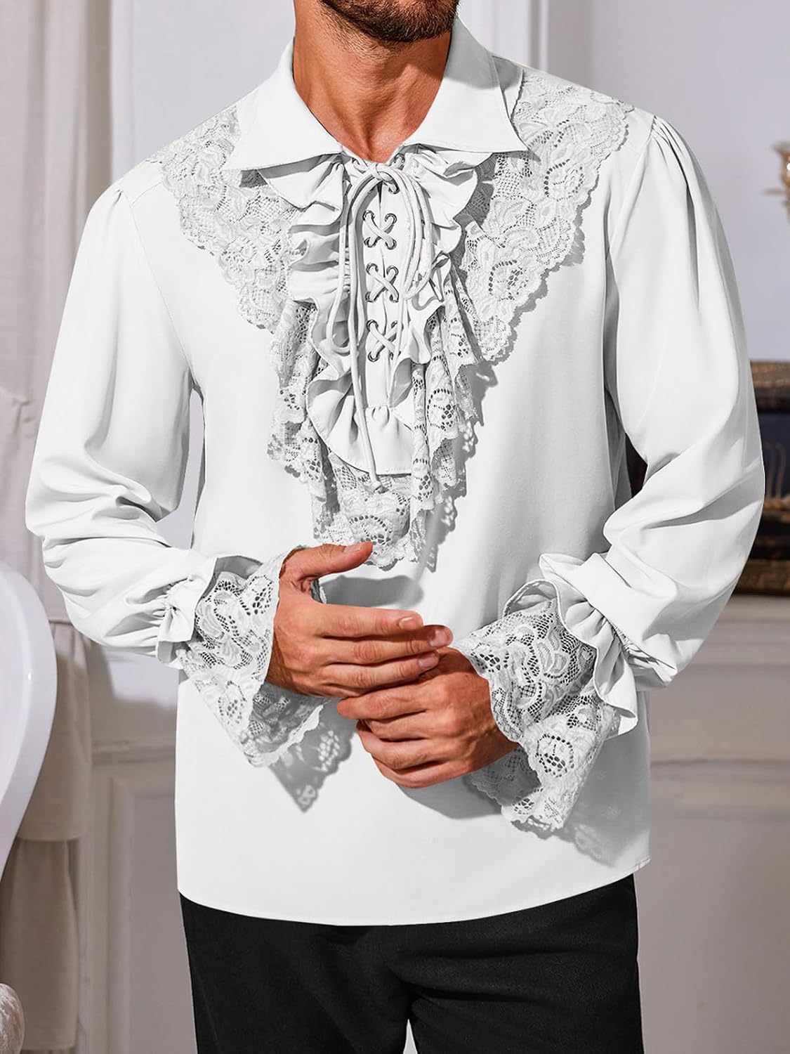 Haunt Pirate Shirt Ruffle Renaissance Victorian Vampire Costume — Men's