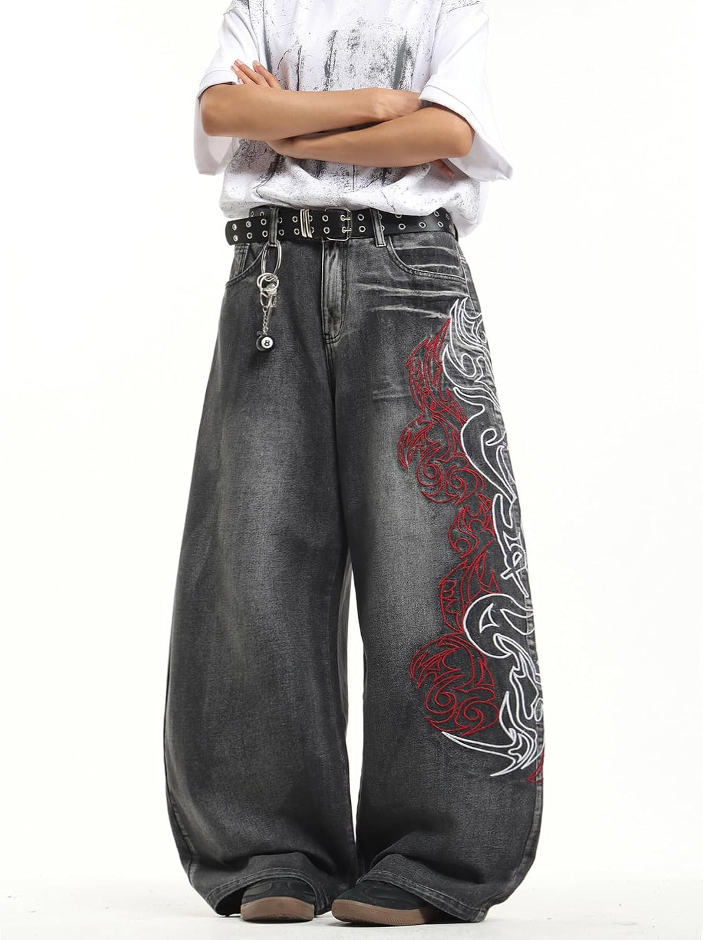 Big Fit Hip Hop Baggy Jeans Embroidered Wide — Men's