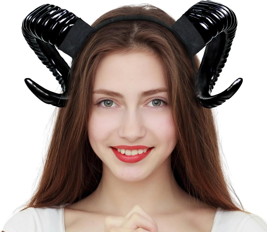 Fallen Angel Orgoue Devil Horns Headband Black Horn