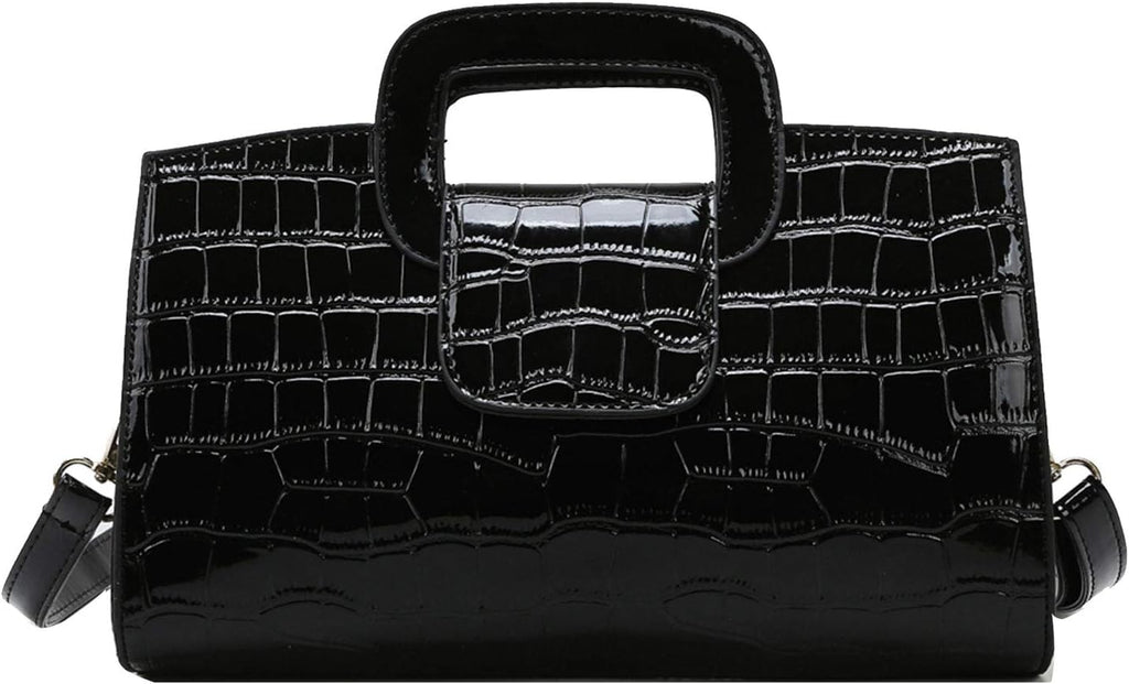 Blackout Croc Flap Tote