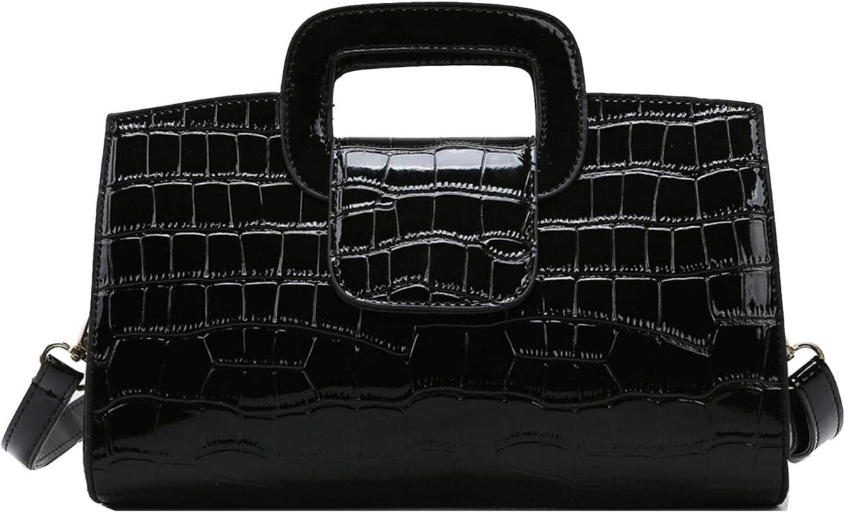 Blackout Croc Flap Tote