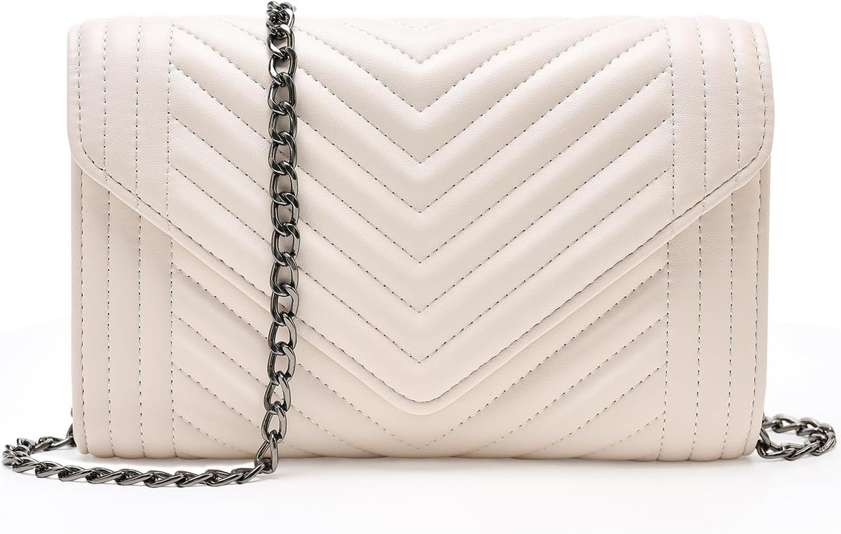 Statement Quilted Leather Crossbody — Chain Strap