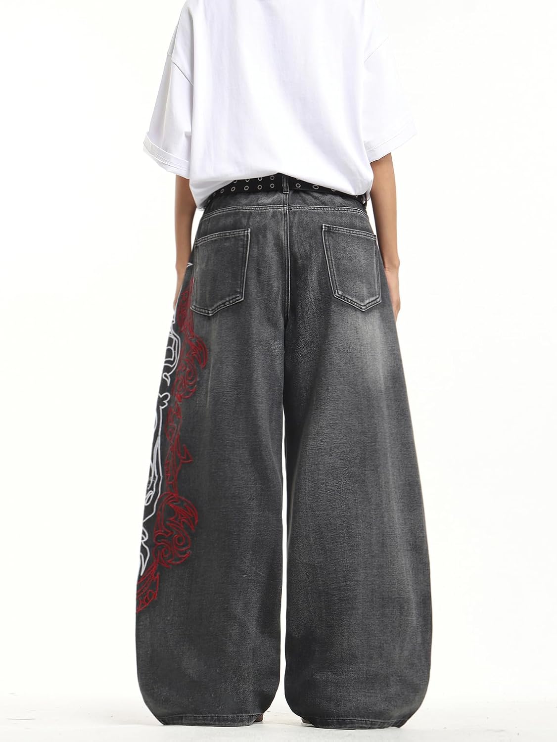 Big Fit Hip Hop Baggy Jeans Embroidered Wide — Men's