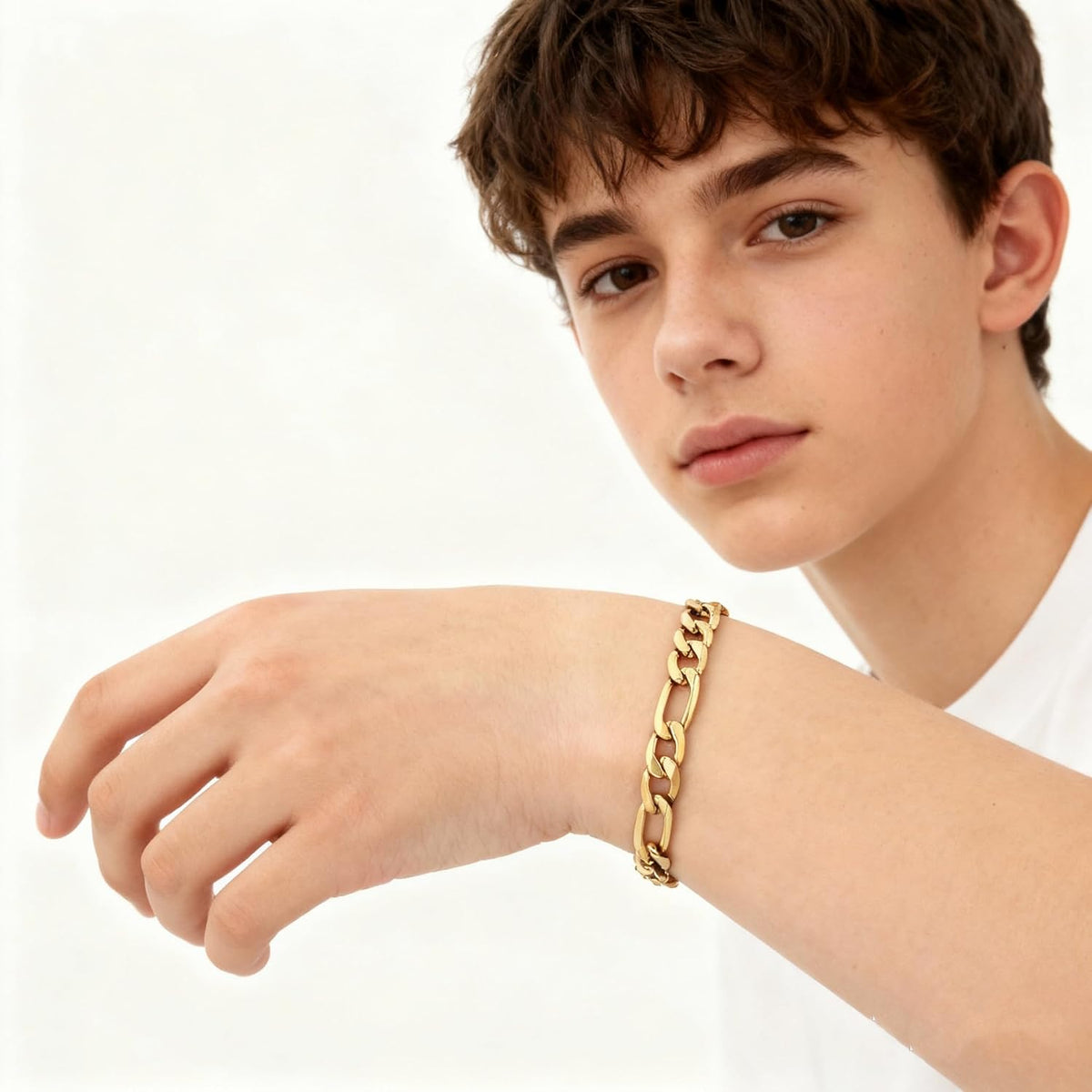 Big Starz Figaro Chain Bracelet — Stainless Steel, 7mm