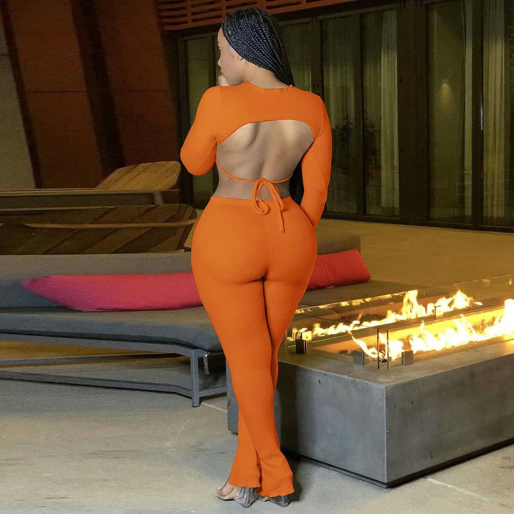 Ribbed Crop & Bodycon Pants Set