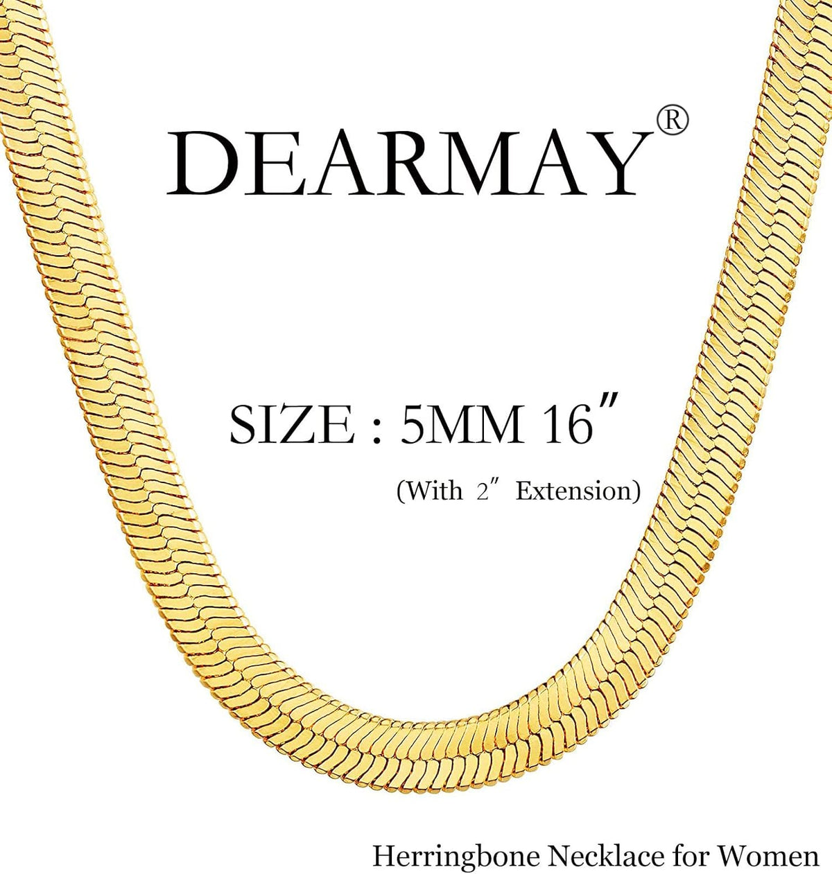 Big Starz Herringbone Chain Necklace — 14K Gold Plated