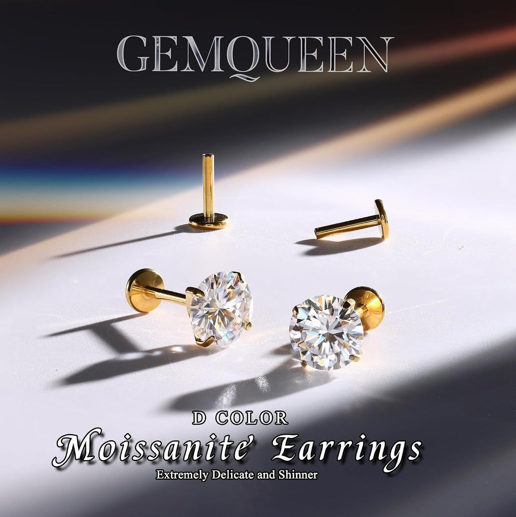 Big Starz Moissanite Flat-Back Stud Earrings — Titanium