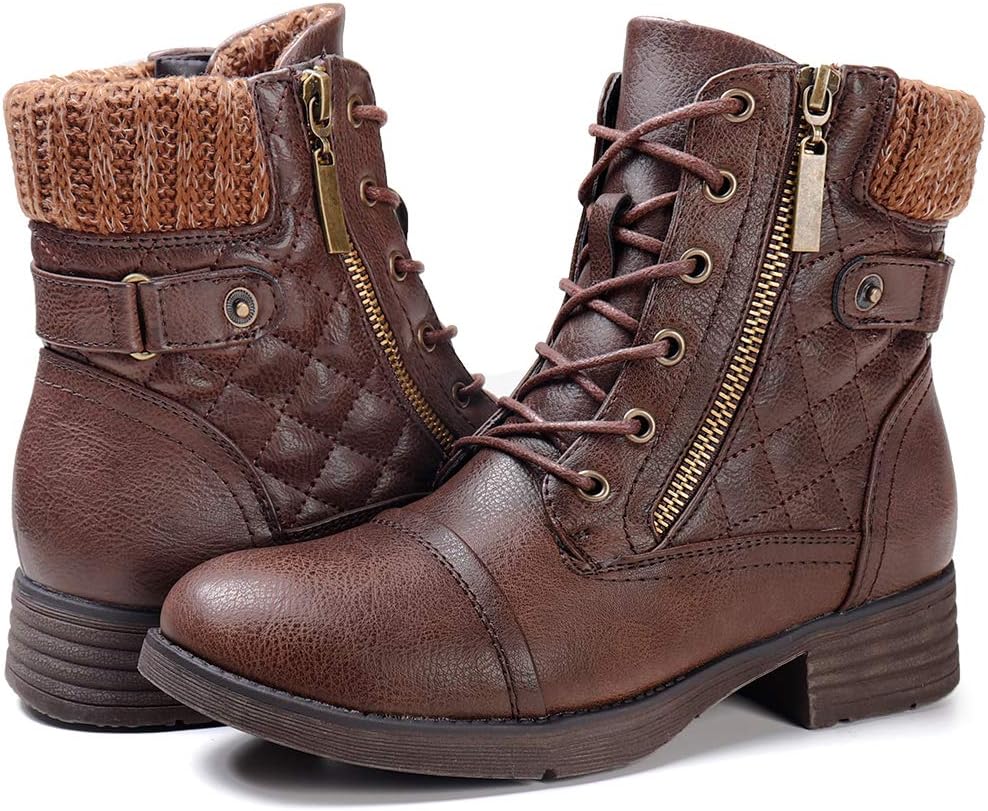Posture Combat Boots Lace up Ankle Booties — Women's