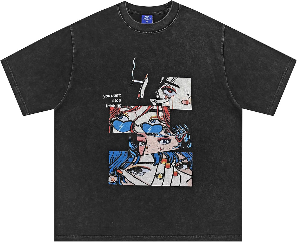 Front Line Vintage Graphic Oversized T-Shirt and Cotton — Men's