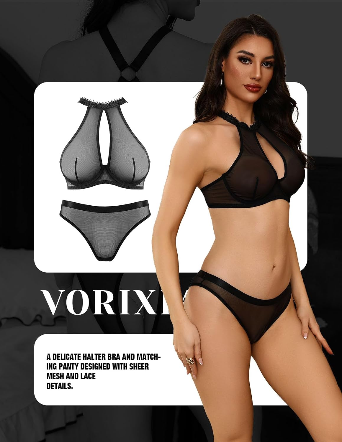 Heat Wave Lingerie Set 2 Piece Sheer Mesh — Women's