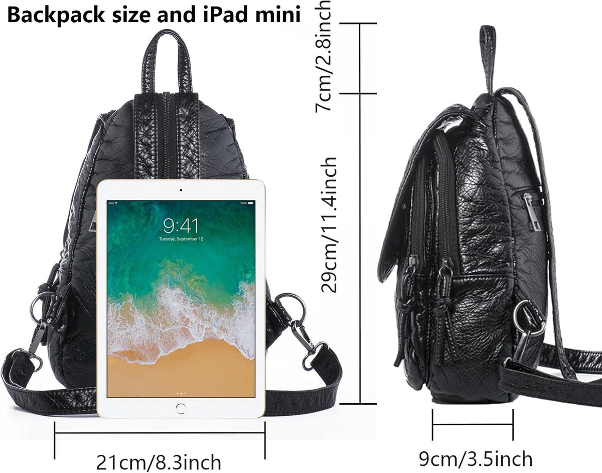 Quilted Queen Mini Backpack Soft Washed PU Leather — Women's