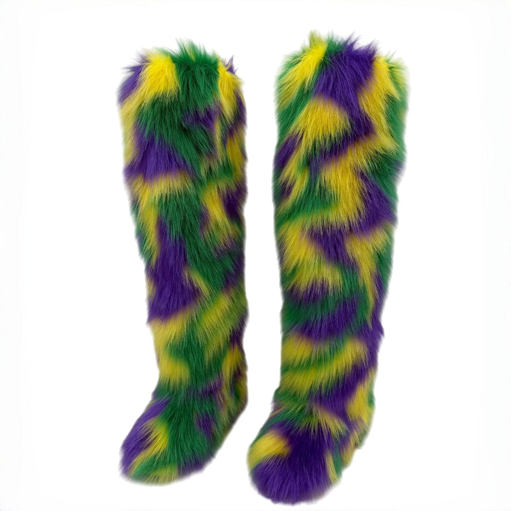Posture Black Thigh High Fur Boots — Women's