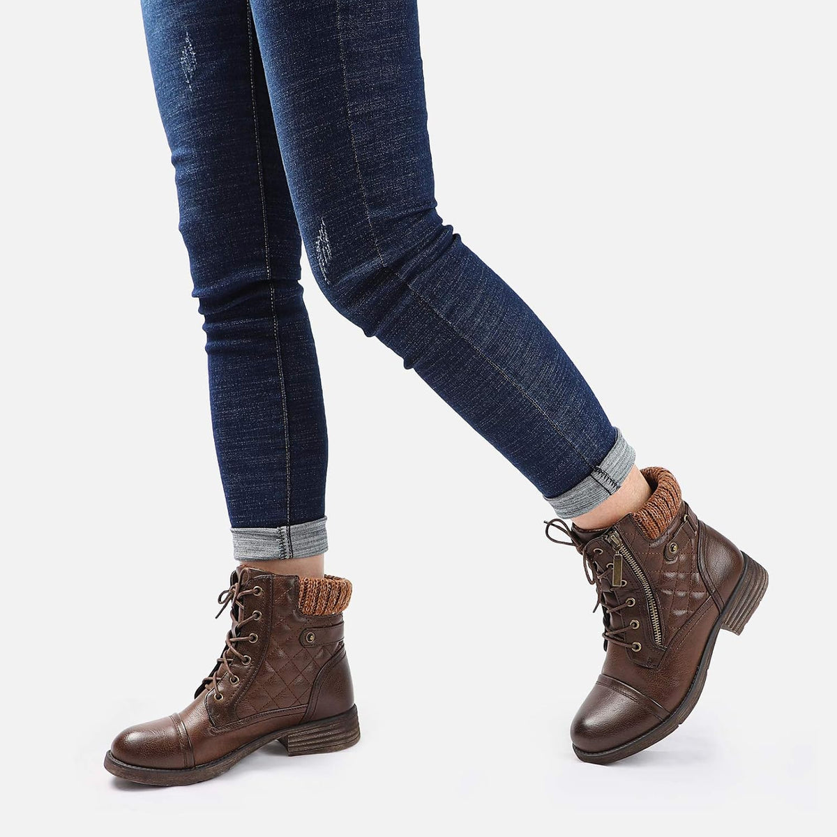 Posture Combat Boots Lace up Ankle Booties — Women's