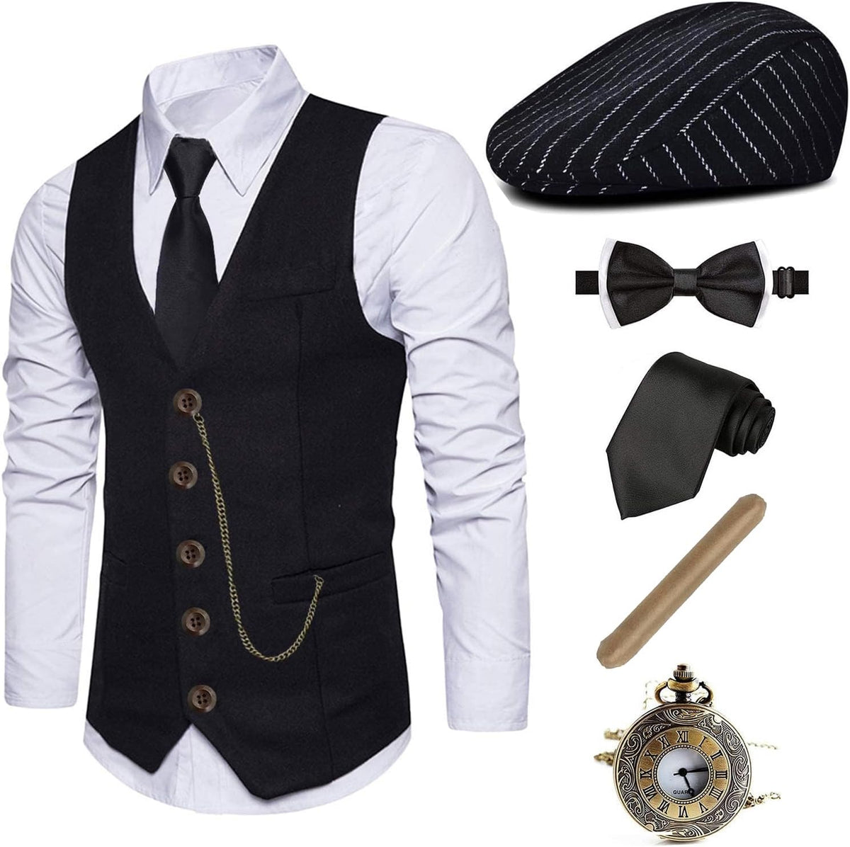 Fright Night 1920s Costume Gatsby Gangster Vest Vintage — Men's
