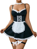 Devil's Night Lingerie Contrast Lace Maid Lingerie Dress Costume — Women's