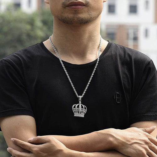 Big Starz Iced King Crown Pendant Necklace