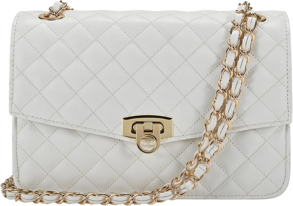 Icon Quilted Vegan Leather Crossbody — Chain Strap