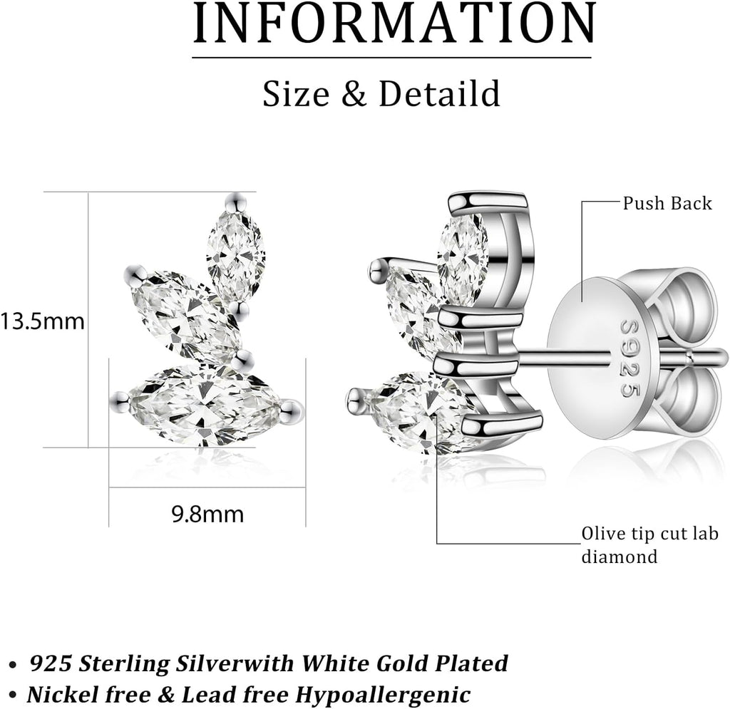 Big Starz Marquise Moissanite Stud Earrings — 18K Gold Plated, 925 Silver