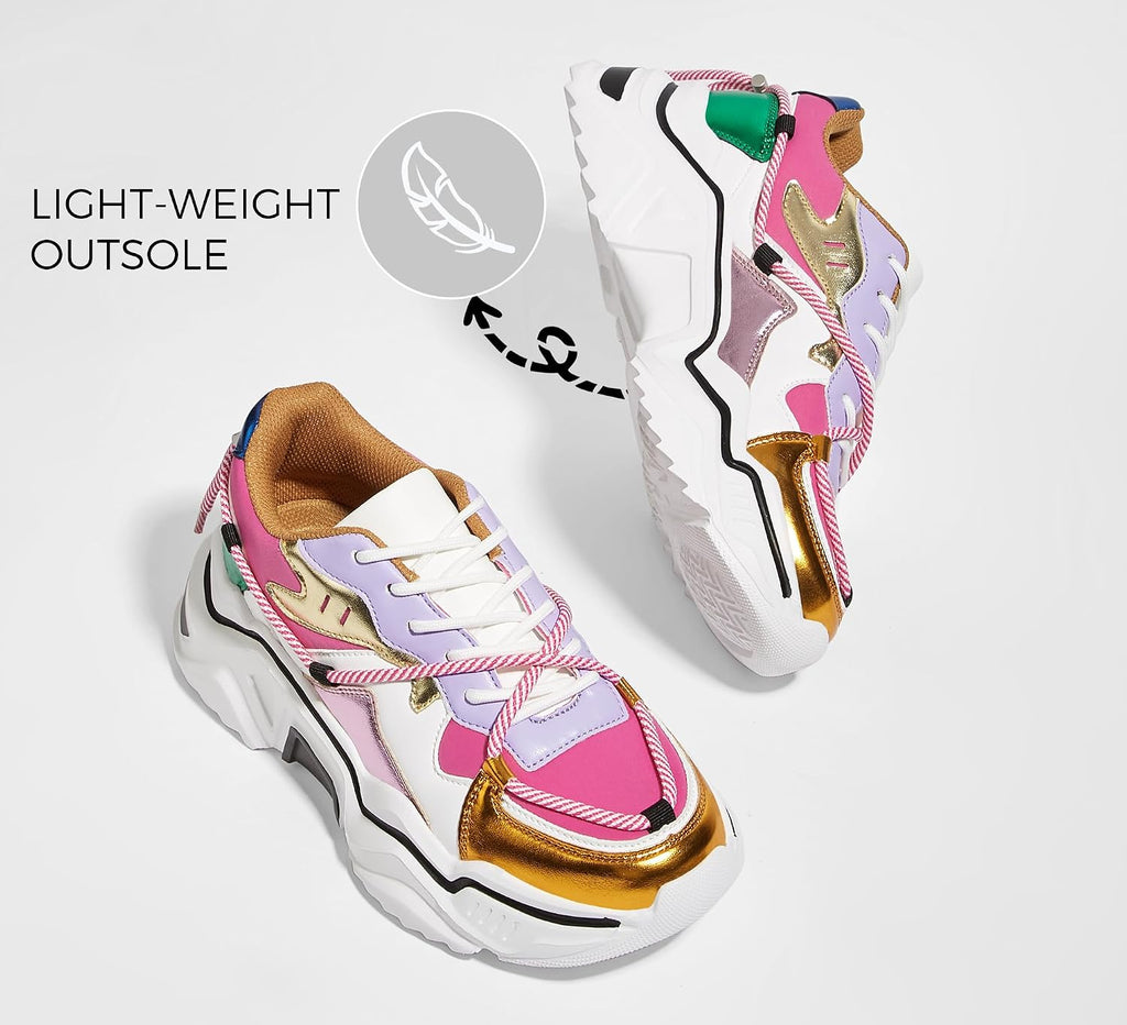 Big Starz Chunky Platform Sneakers — Retro Colorblock