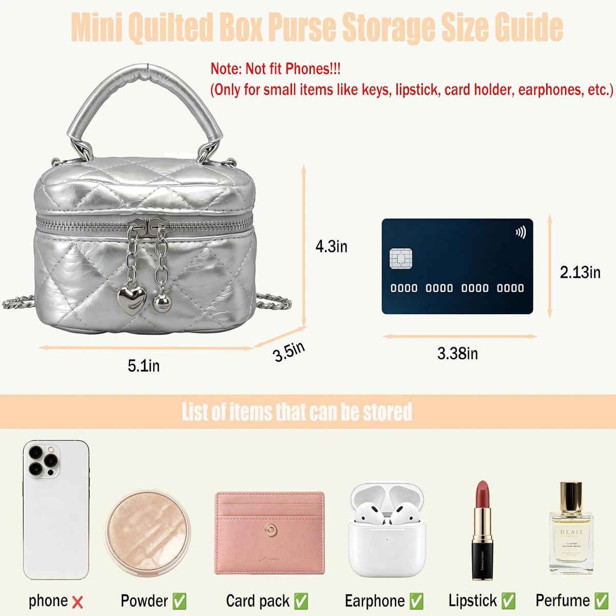 Day Bag Mini Box Crossbody Bag Silver Quilted — Women's