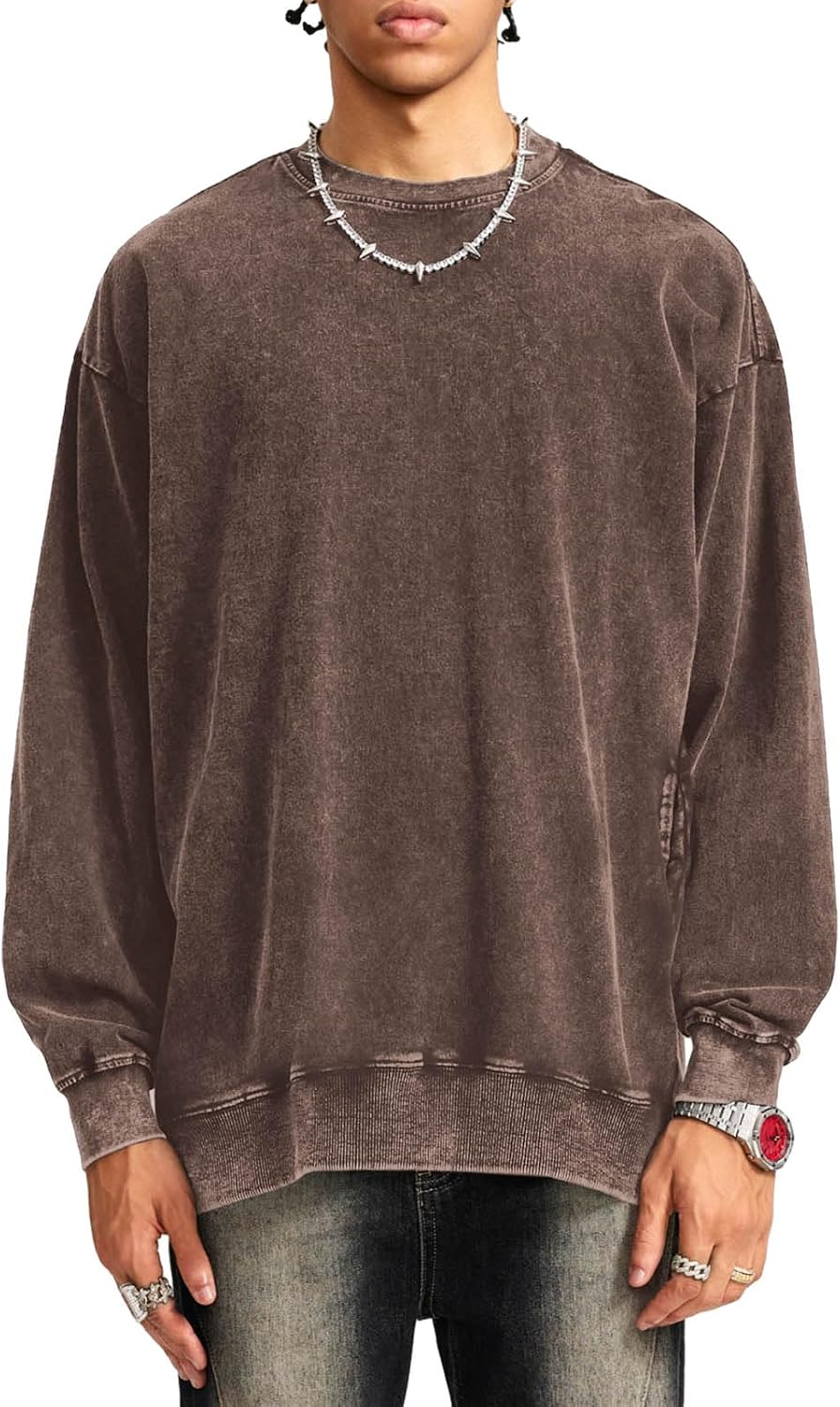 Stone Wash Oversized Hoodie Men Vintage Cotton Casual