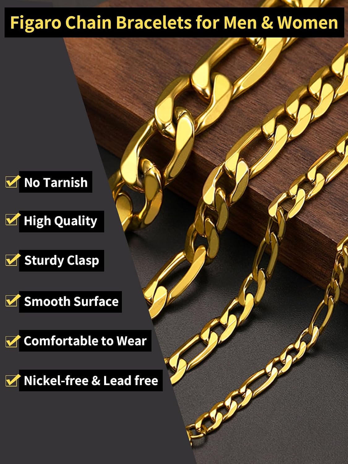 Big Starz Figaro Chain Bracelet — Men's Stainless Steel