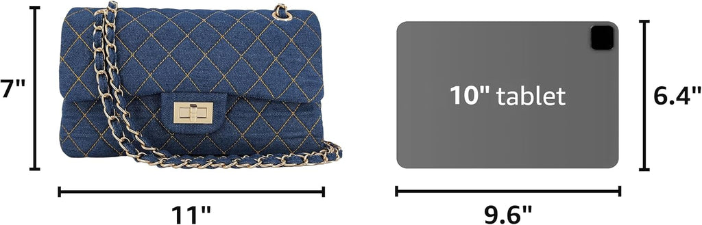 Rooftop Quilted Denim Crossbody — Chain Strap