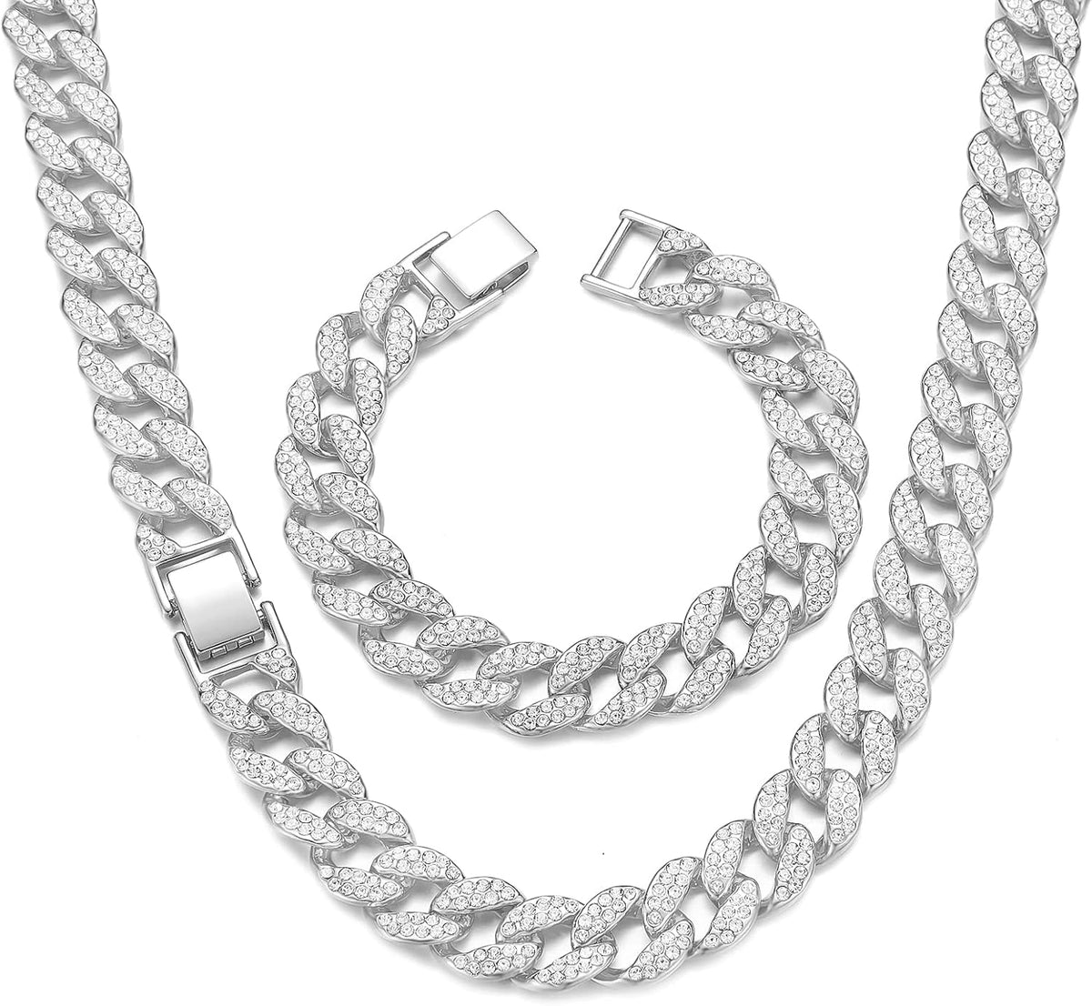 Big Starz Miami Cuban Chain & Bracelet Set — Iced