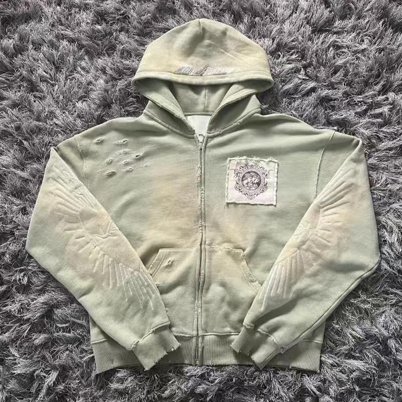 Off The Lot Y2k Grunge Zip Up Hoodie Oversized — Men's