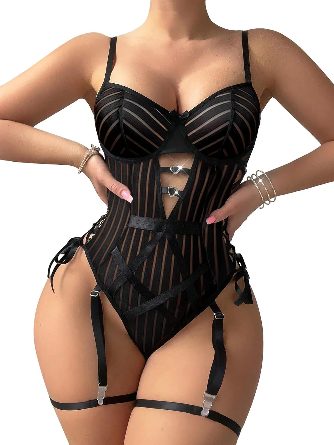 Money Dance Lingerie Set Leather Bodysuit — Women's