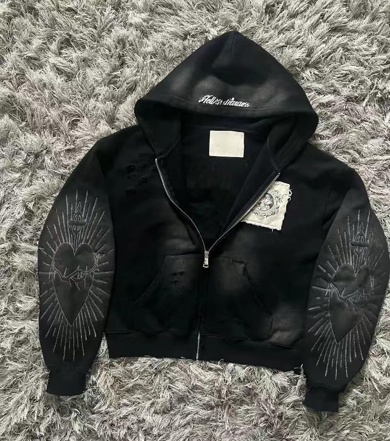 Off The Lot Y2k Grunge Zip Up Hoodie Oversized — Men's