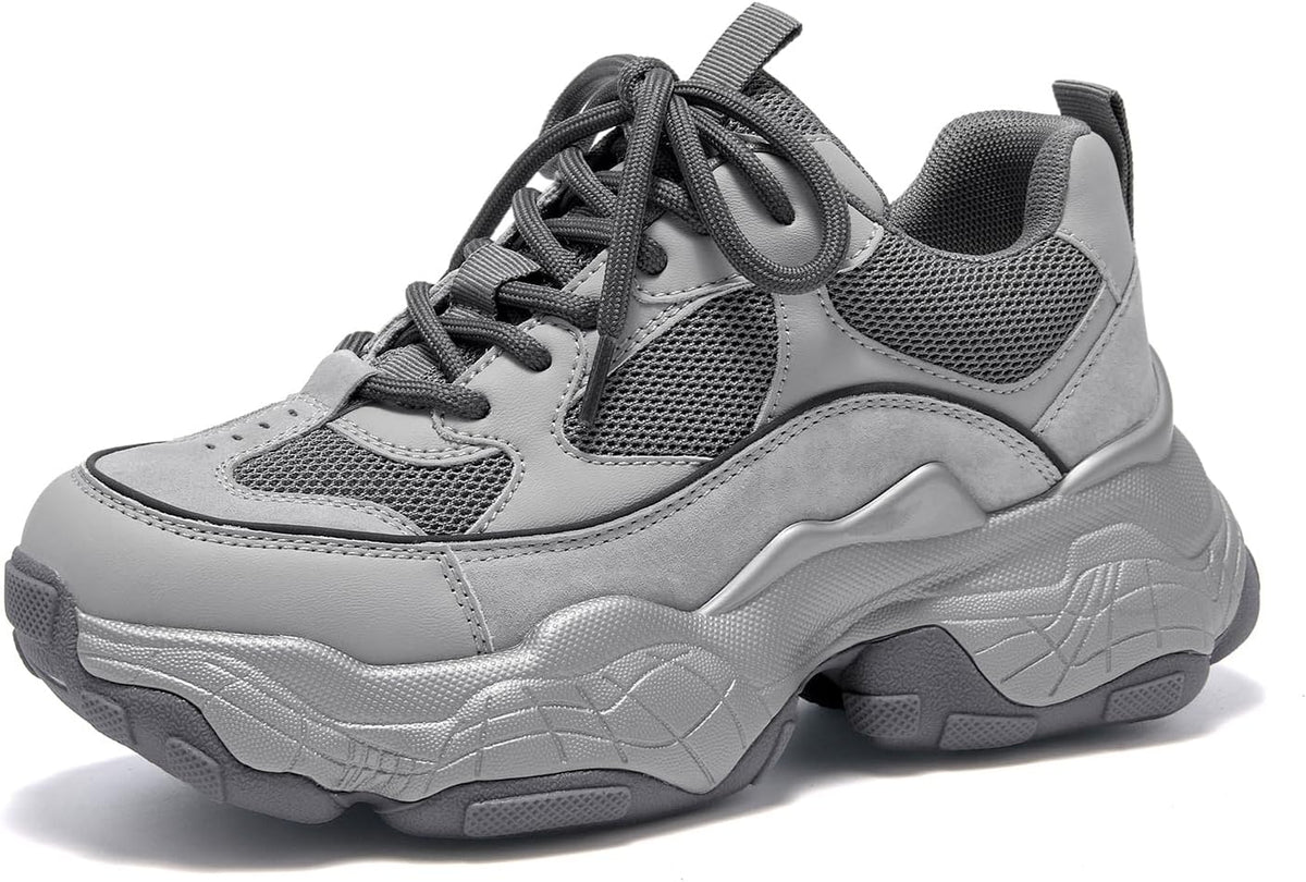 Stiletto Hour Chunky Sneakers Lace Up Platform Leather — Women's
