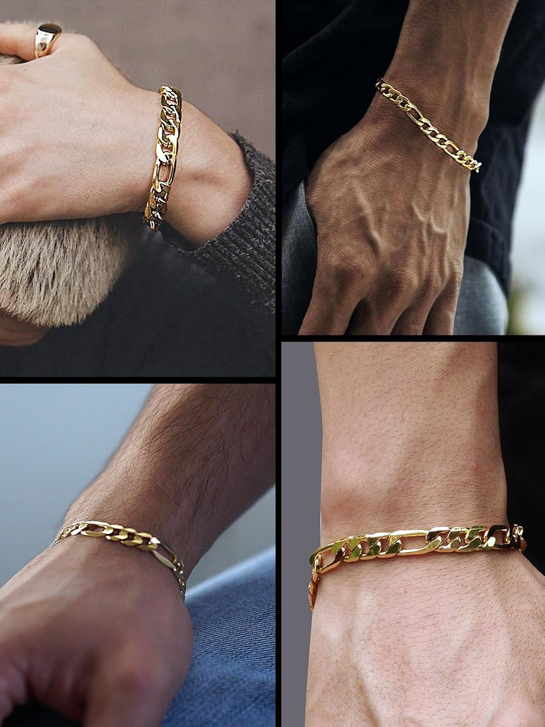 Big Starz Figaro Chain Bracelet — Men's Stainless Steel