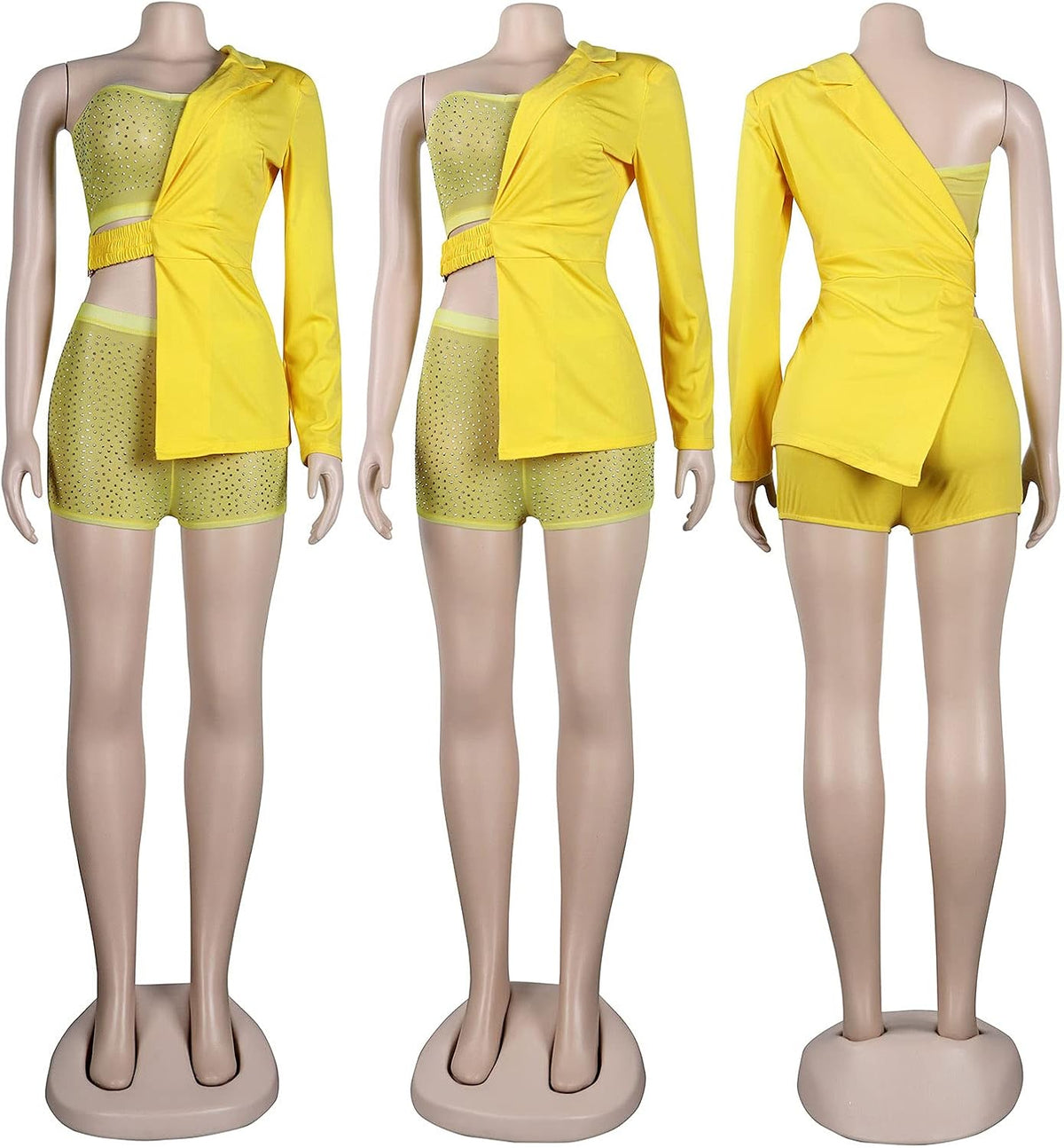 Club Ready 3 Piece Jumpsuit Asymmetrical One Shoulder — Women's