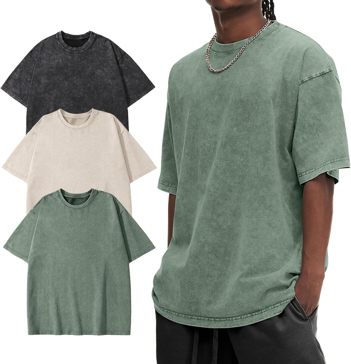 Rotation Oversized T-Shirts Heavyweight Vintage Cotton Baggy — Men's