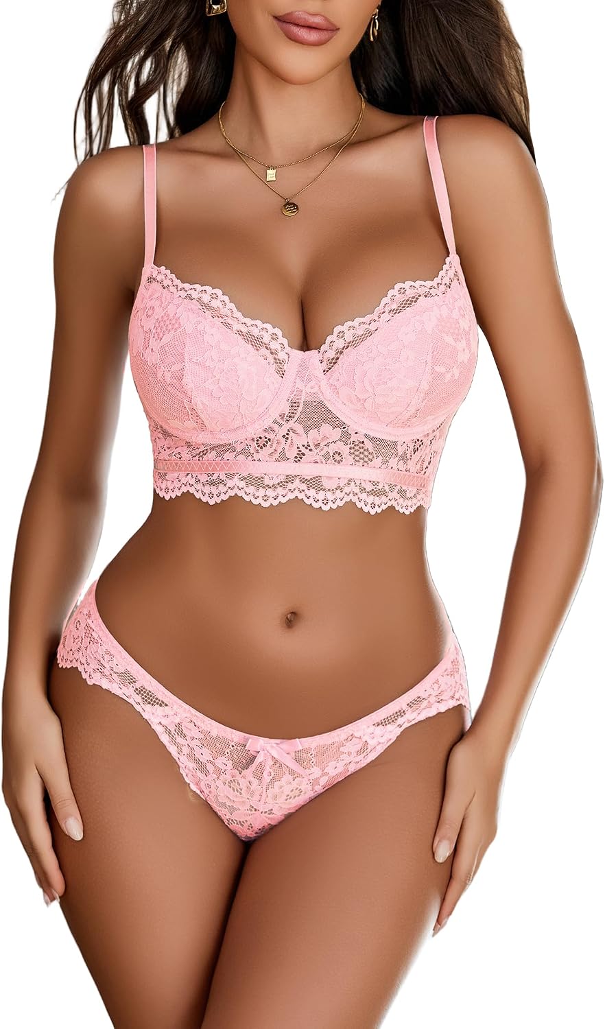 Big Starz Floral Lace Push-Up Bra and Panty Set