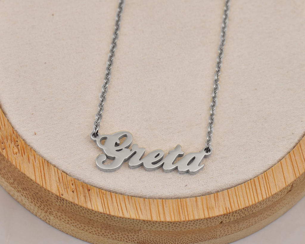 Big Starz Initial Nameplate Necklace — Stainless Steel