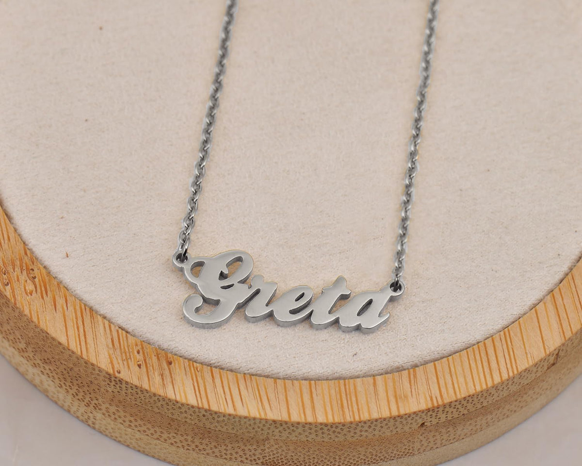 Big Starz Initial Nameplate Necklace — Stainless Steel