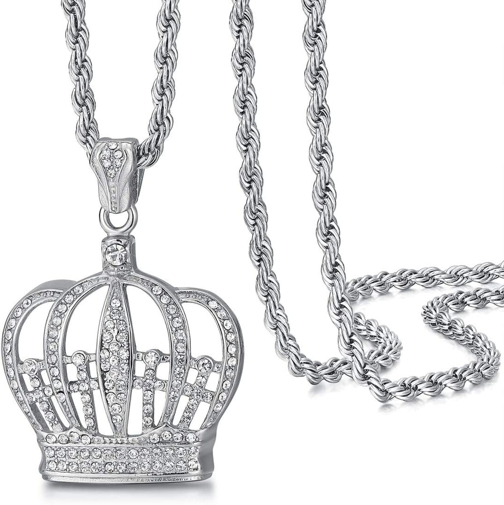 Big Starz Iced King Crown Pendant Necklace