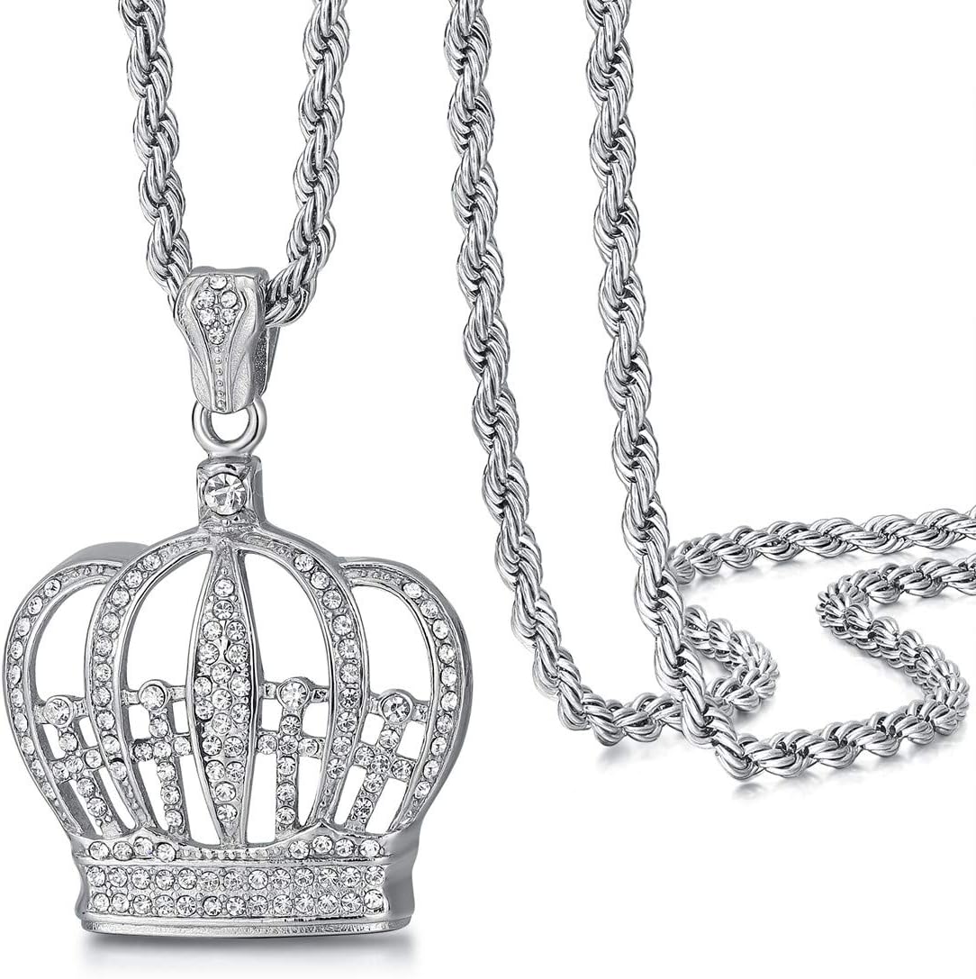 Big Starz Iced King Crown Pendant Necklace
