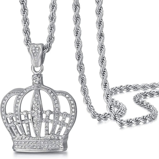 Big Starz Iced King Crown Pendant Necklace