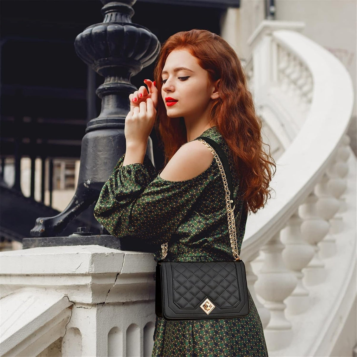 Crown Heights Quilted Vegan Leather Crossbody — Chain Strap