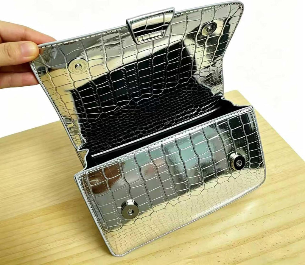Liquid Metal Croc Purse